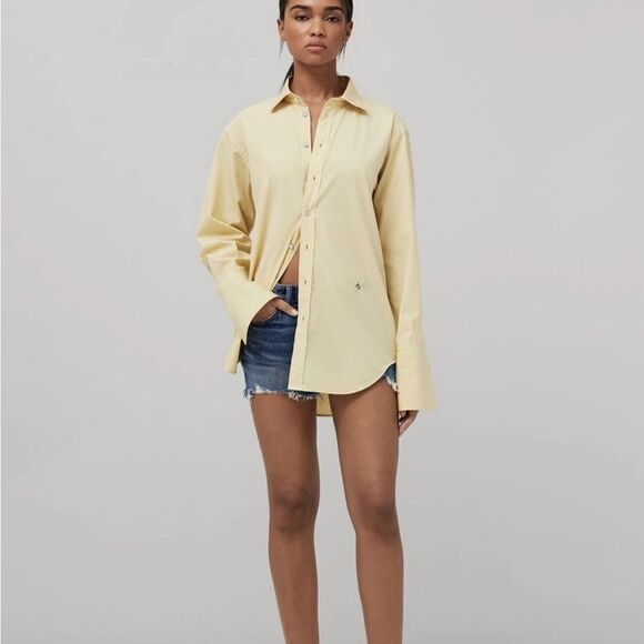Rag & Bone Diana Poplin Button Up Shirt Oversized Yellow NEW - Picture 1 of 14
